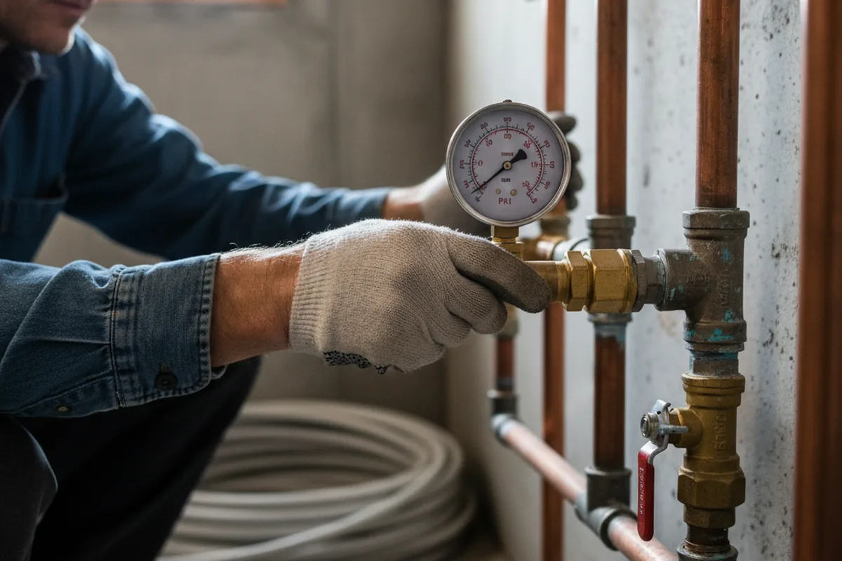 Pressure testing a repaired line during Water Line Repair in Dundee